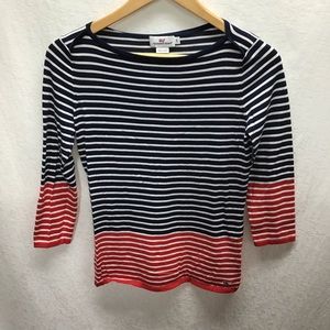 Vineyard Vines navy/white, red/white striped top